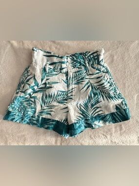 C.C California Tropical High Waist 100% Linen Shorts w/ Pockets Size Small